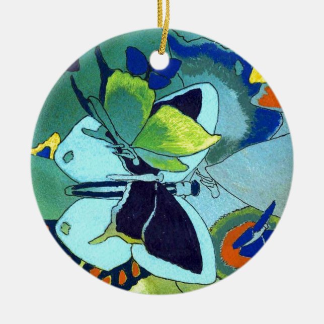 Décoration En Céramique Cadeau de mosaïque papillon (Devant)