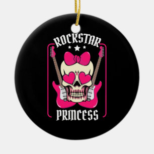 Décoration En Céramique Cadeau de Noël   Crâne de Princesse Rockstar