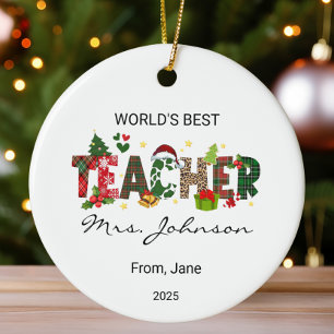 Décoration En Céramique Cadeau de Noël du meilleur enseignant du monde per