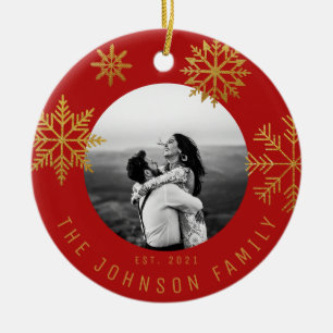 Décoration En Céramique Cadeau de Noël en or rouge pour les jeunes mariés