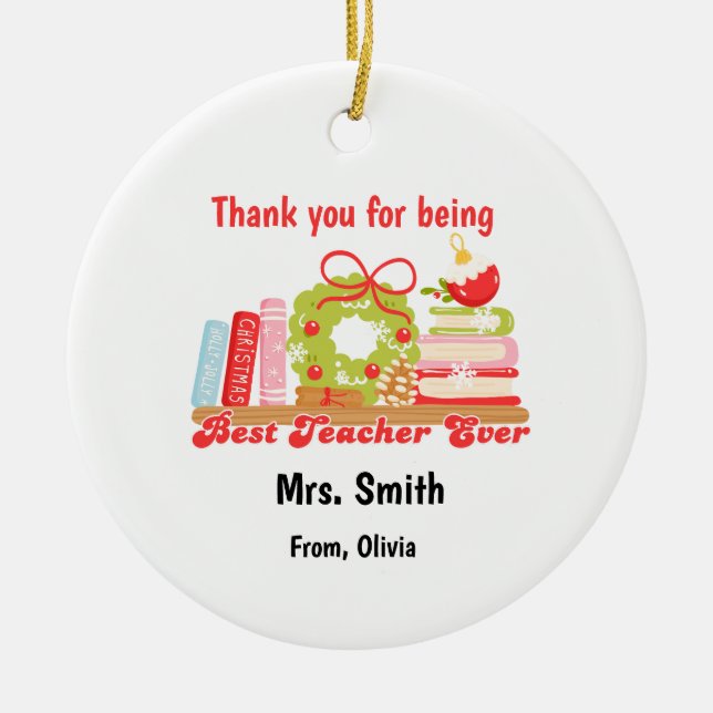 Décoration En Céramique Cadeau de Noël personnalisé pour les éducateurs (Devant)