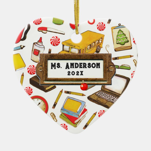 Décoration En Céramique Cadeau de vacances pour enseignant personnalisé (Devant)