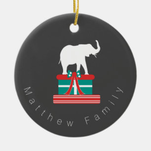 Décoration En Céramique Cadeau d'éléphant de Noël Photo de cadeau de Noël