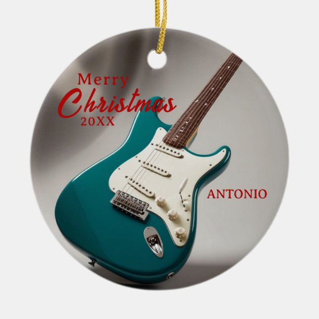 Décoration En Céramique Cadeau Électrique Guitare Musique Enthousiaste (Devant)