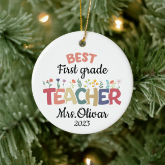 Décoration En Céramique Cadeau enseignant personnalisé Meilleur nom enseig