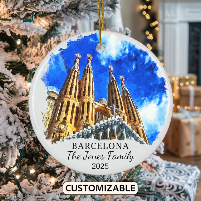 Décoration En Céramique Cadeau personnalisé Barcelone, Espagne (Créateur téléchargé)