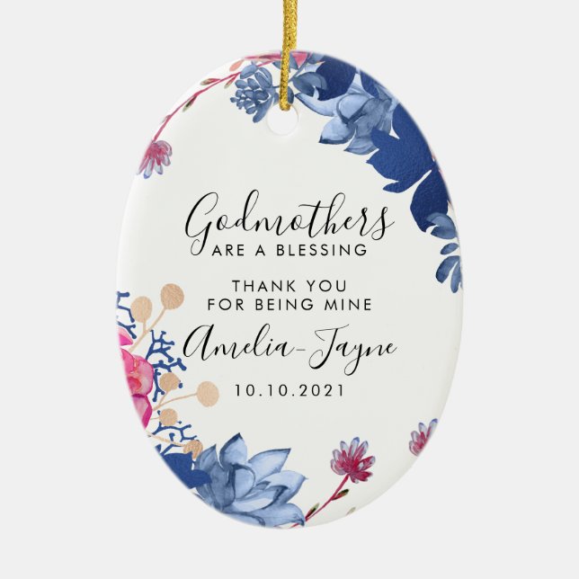 Décoration En Céramique Cadeau personnalisé Godmère Baptême (Devant)