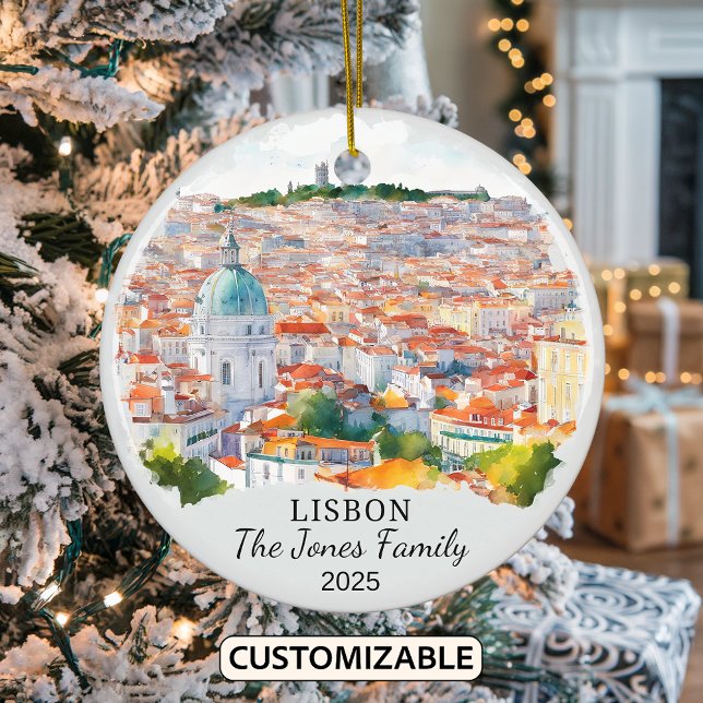 Décoration En Céramique Cadeau personnalisé Lisbonne, Portugal (Créateur téléchargé)