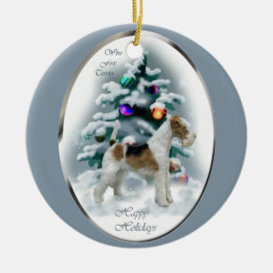 Décoration En Céramique Cadeaux de Noël de Fox Terrier de fil