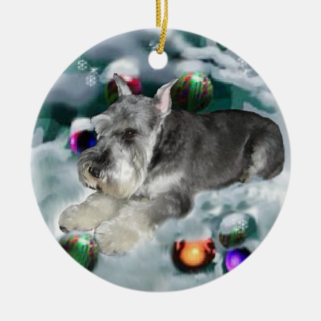 Décoration En Céramique Cadeaux de Noël Schnauzer Miniature (Devant)