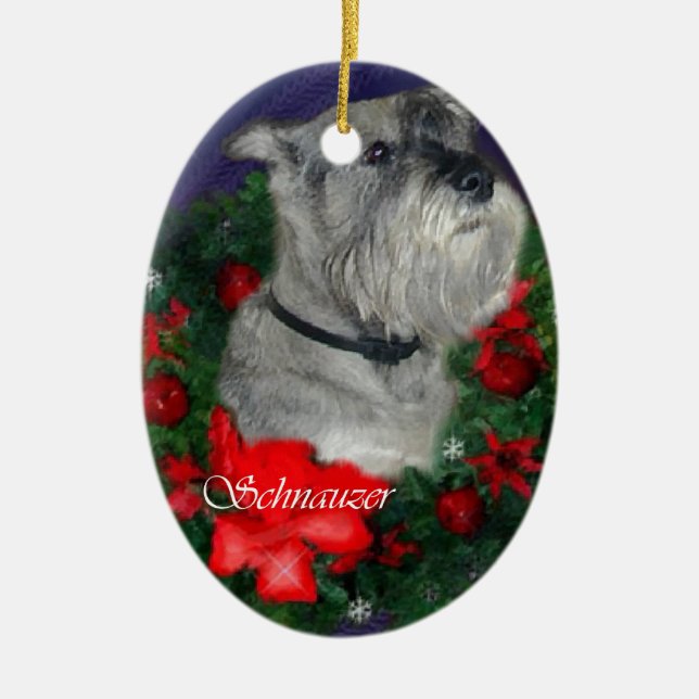 Décoration En Céramique Cadeaux de Noël Schnauzer Standard (Devant)