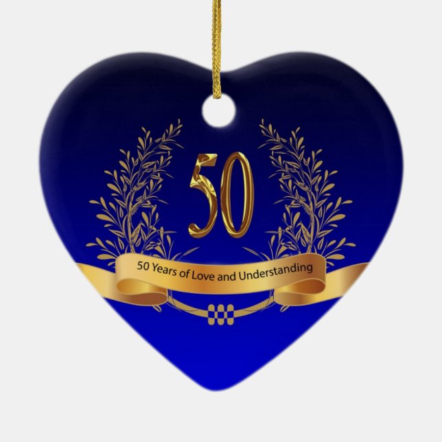 Décoration En Céramique Cadeaux du 50e anniversaire Mariage (Dos)