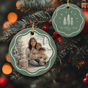 Décoration En Céramique Cadre ondulé moderne pour photo de famille Vert sa