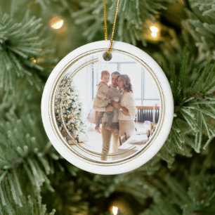 Décoration En Céramique Cadres d'or photo Noël personnalisé