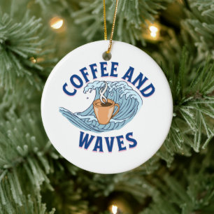 Décoration En Céramique Café et Vagues