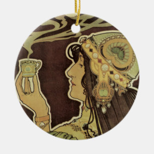 Décoration En Céramique Café Rajah Art Nouveau vintage, femme avec café