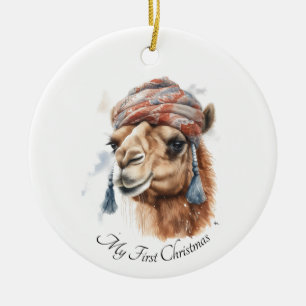 Décoration En Céramique Camel de Noël, personnalisable