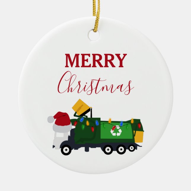 Décoration En Céramique Camion de recyclage de Noël (Devant)