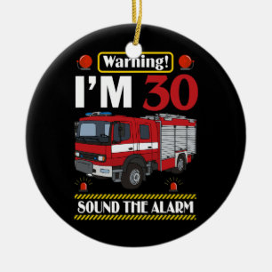 Décoration En Céramique Camion d'incendie 30 ans pompier 30e anniversaire