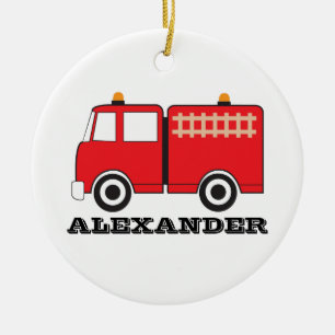 Décoration En Céramique Camion d'incendie rouge personnalisé