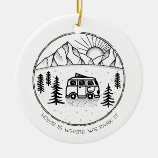 Décoration En Céramique Camper Van en plein air Examen de l'année de voyag