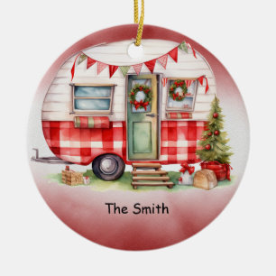 Décoration En Céramique Camping Van de Noël pour Camper