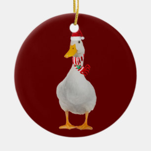 Décoration En Céramique Canard avec Casquette Scafe Noël