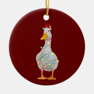 Décoration En Céramique Canard avec Casquette Scafe Noël