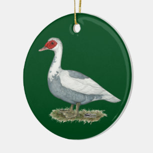 Décoration En Céramique Canard pie bleu de Muscovy