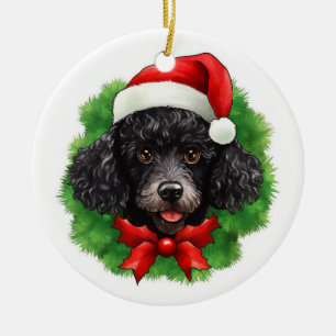 Décoration En Céramique Caniche noire de Serre de Noël