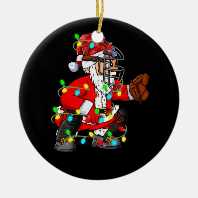 Décoration En Céramique Capteur de baseball du Père Noël (Devant)