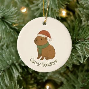 Décoration En Céramique Capybara à Noël