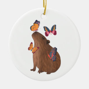 Décoration En Céramique Capybara drôle avec papillon – Animal rongeur mign