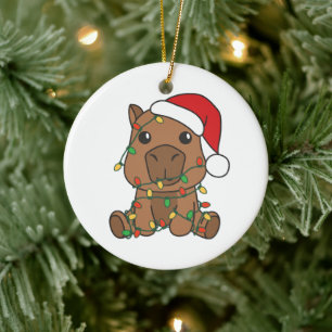 Décoration En Céramique Capybara Noël Animaux d'hiver