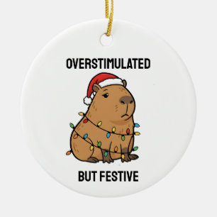 Décoration En Céramique Capybara surstimulé mais festif