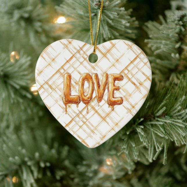 Décoration En Céramique Caramel Cream Stripes Love (Arbre)