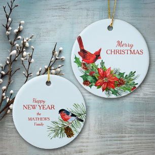 Décoration En Céramique Cardinal Rouge Poinsettia