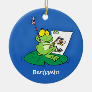 Décoration En Céramique Caricature amusante de grenouille verte