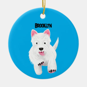 Décoration En Céramique Caricature blanche de terrier de l'ouest