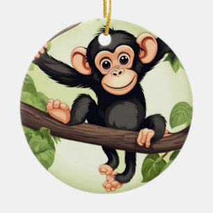 Décoration En Céramique Caricature de chimpanzé fou mignon