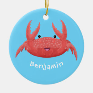 Décoration En Céramique Caricature de crabe rouge cuite