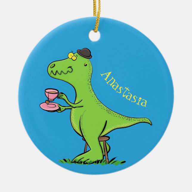 Décoration En Céramique Caricature de dinosaure vert t rex (Devant)