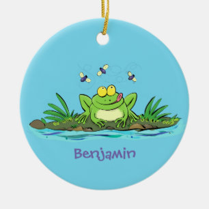 Décoration En Céramique Caricature de grenouille vert mignon