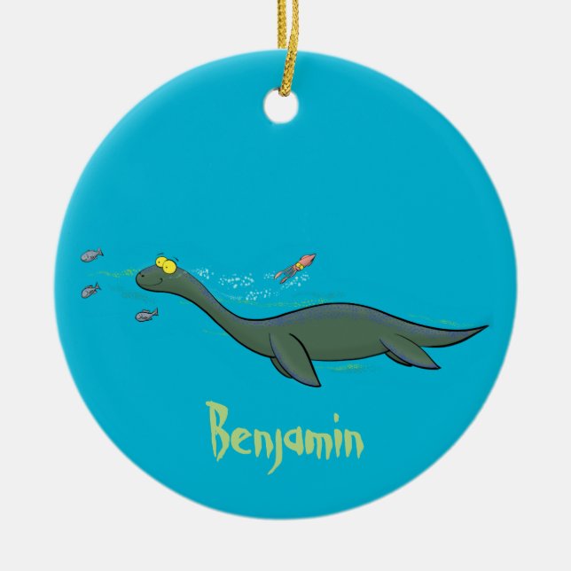 Décoration En Céramique Caricature de plesiosaure, monstre marin mignon et (Devant)