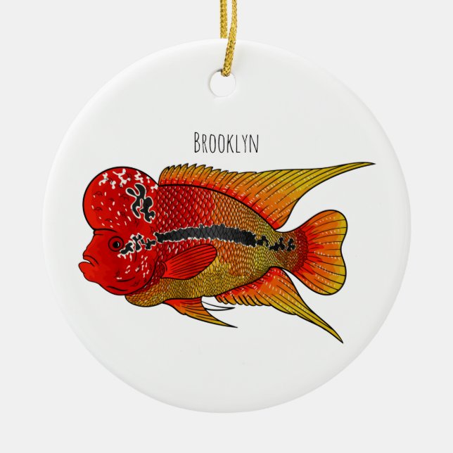 Décoration En Céramique Caricature de poisson cichlide à fleur (Devant)