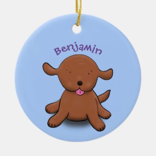 Décoration En Céramique Caricature en bleu pour chien de chiot joyeux