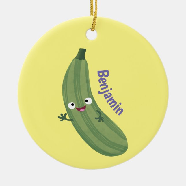 Décoration En Céramique Caricature joyeux de courgettes mignonnes (Devant)