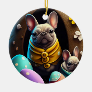 Décoration En Céramique Carlin adorable avec oeufs de Pâques Un festin et 