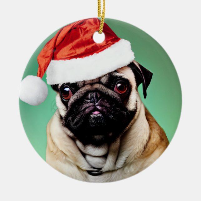 Décoration En Céramique Carlin Chien Noël (Devant)