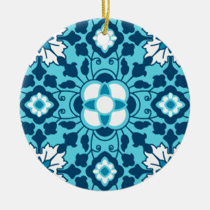 Décoration En Céramique Carrelage marocain floral, Indigo, bleu ciel et bl